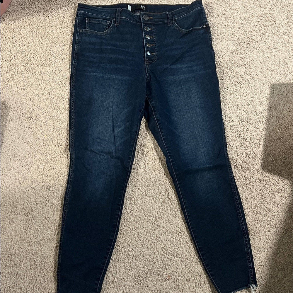 KUT from the Kloth Dark Wash Jeans 14 Stretch Denim Classic Clean Girl Everyday